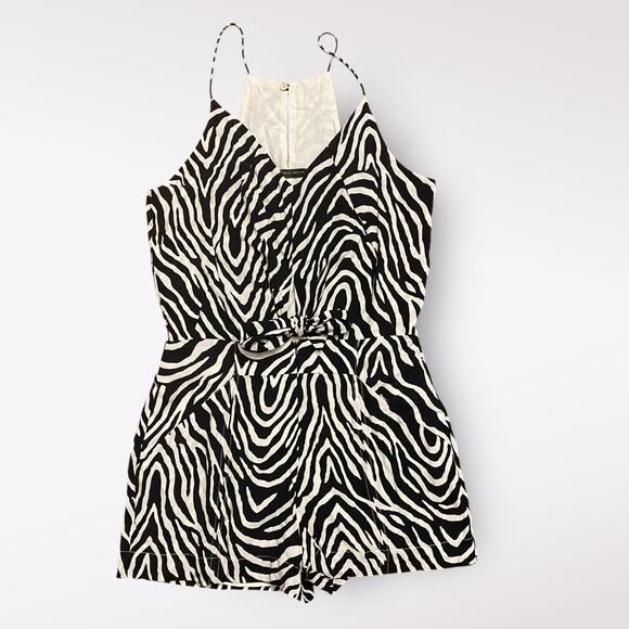 ViX Paula Hermanny Fiorella Black Nora Mini Romper Zebra Print NWOT Size M - Picture 1 of 13